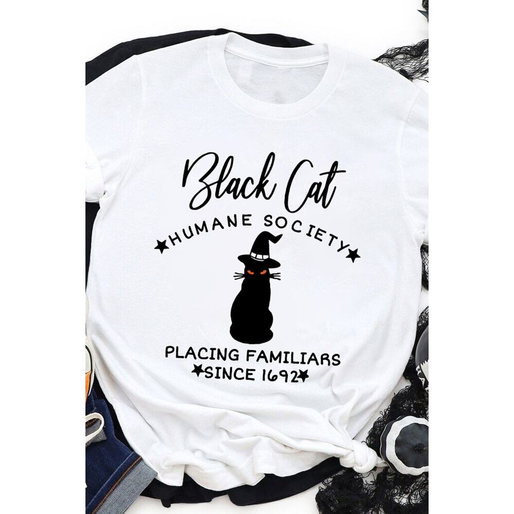 NWT - Black Cat Humane Society Halloween Plus Size Graphic Tee - Small